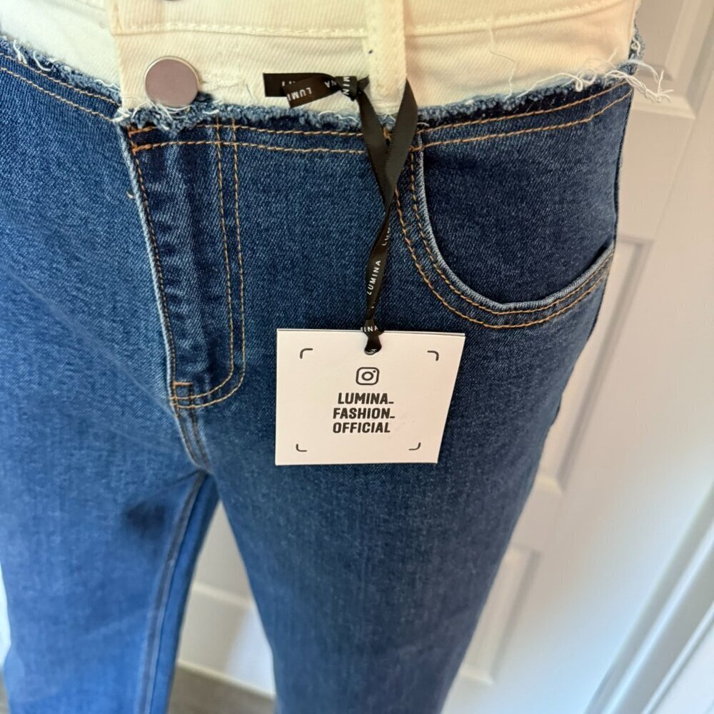 Lumina Italian High Waist , Wide Leg Italian Designer Jeans Size small 26 NWT - Picture 6 of 12